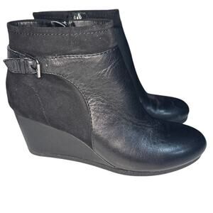 Giani Bernini Women's Black Leather Kynston Wedge Booties, Size 7, Like New